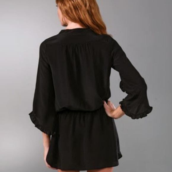 Rebecca Taylor 100% Silk Mini Dress Ruffle Front Tied Waist Tunic Size 0 XS - Picture 2 of 16